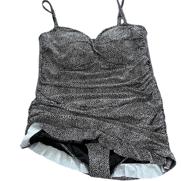 Swimsuits for All - Black and White Polkadot Swim Dress - Picture 1 of 5